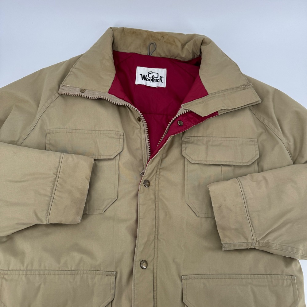 Vintage Woolrich Timber Jacket Mens Large Tan Field Insulated Coat Lined Outdoor - Picture 8 of 14